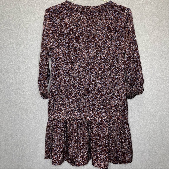 Code x Mode Drop Waist Button Front Ruffle Skirt Satin V Neck Dress - Picture 8 of 8